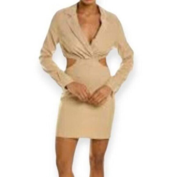 Lulus Dresses & Skirts - LULU'S KHAKI CUTOUT MINI DRESS SZ.M EUC.